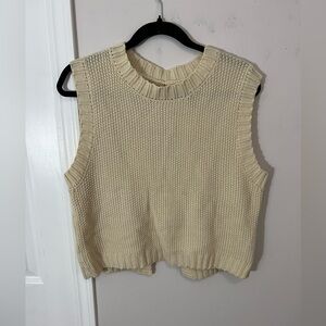 SHEIN Tan Sleeveless Knit Open Back Tie Back Sweater Tank,small